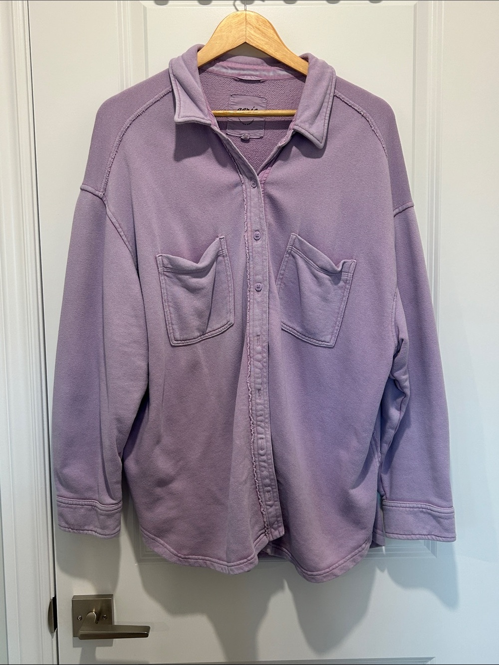 aerie Lavender Button-Down Oversized Shirt Jacket
